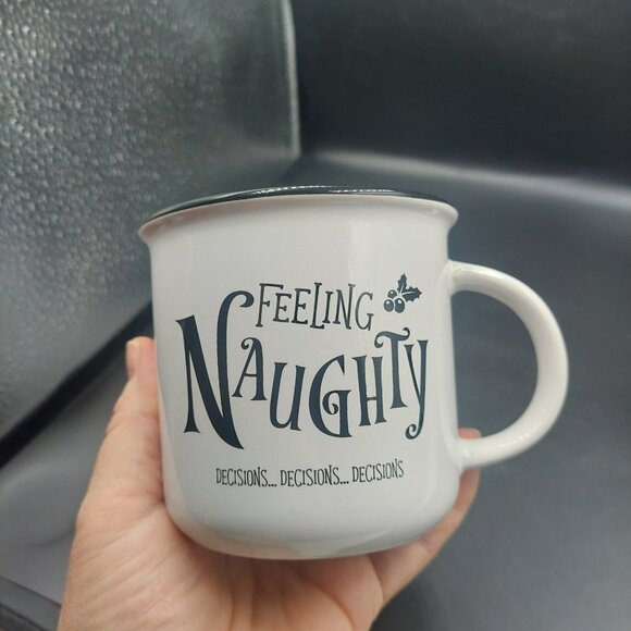 NIB 2 VERANDA MARKET Christmas Holiday NAUGHTY OR NICE 12oz MUGS Cups - Picture 3 of 6